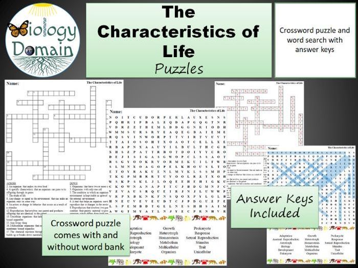 Characteristics of life crossword puzzle