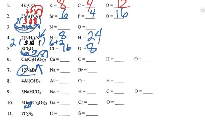 Number of atoms in a formula worksheet answers